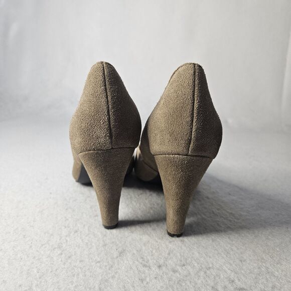 SEYCHELLES Tan D'orsay Heels Sz 8 Suede Leather Pump Almond Toe - Picture 3 of 6